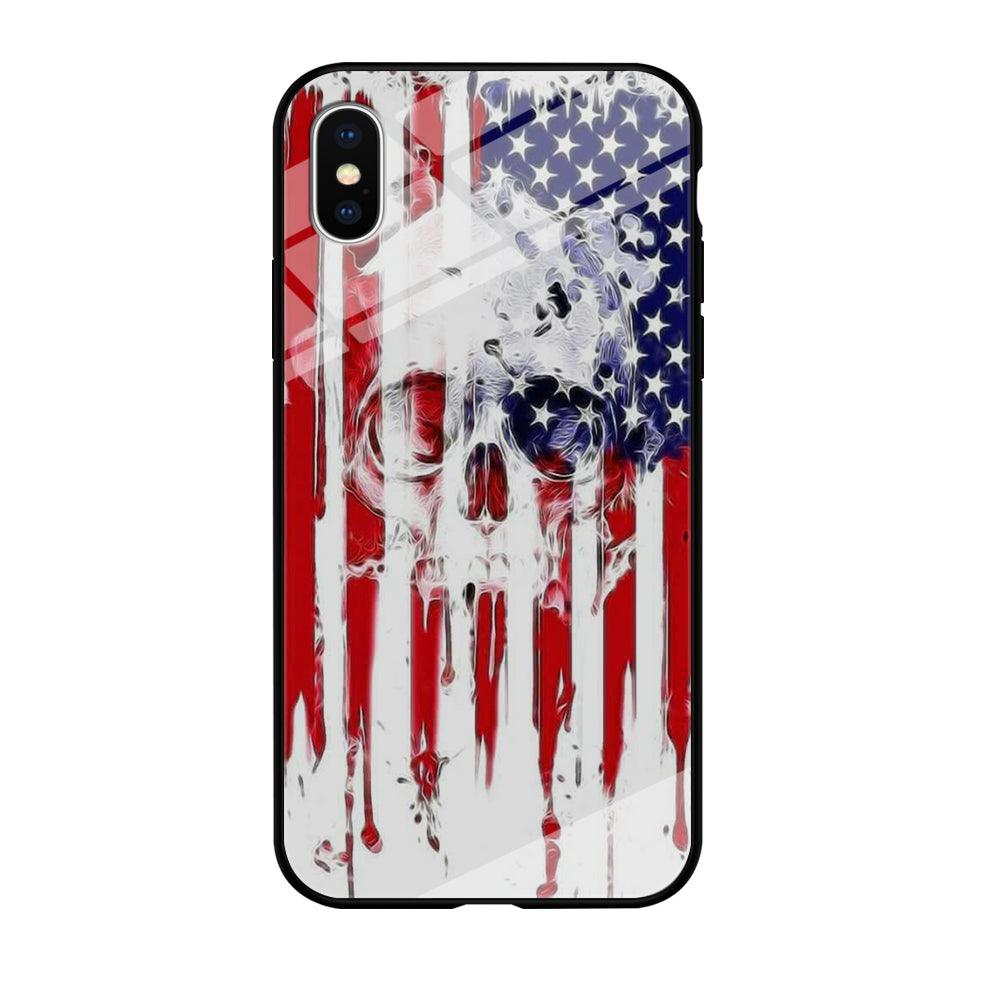 USA Flag Skull iPhone X Case-Tempered Glass Case-Xtracase