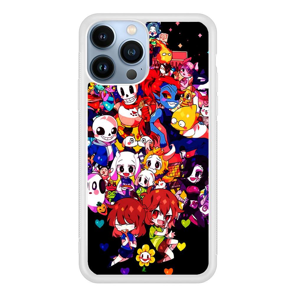 Undertale Black iPhone 13 Pro Max Case-Rubber / White (2D Case)-Xtracase