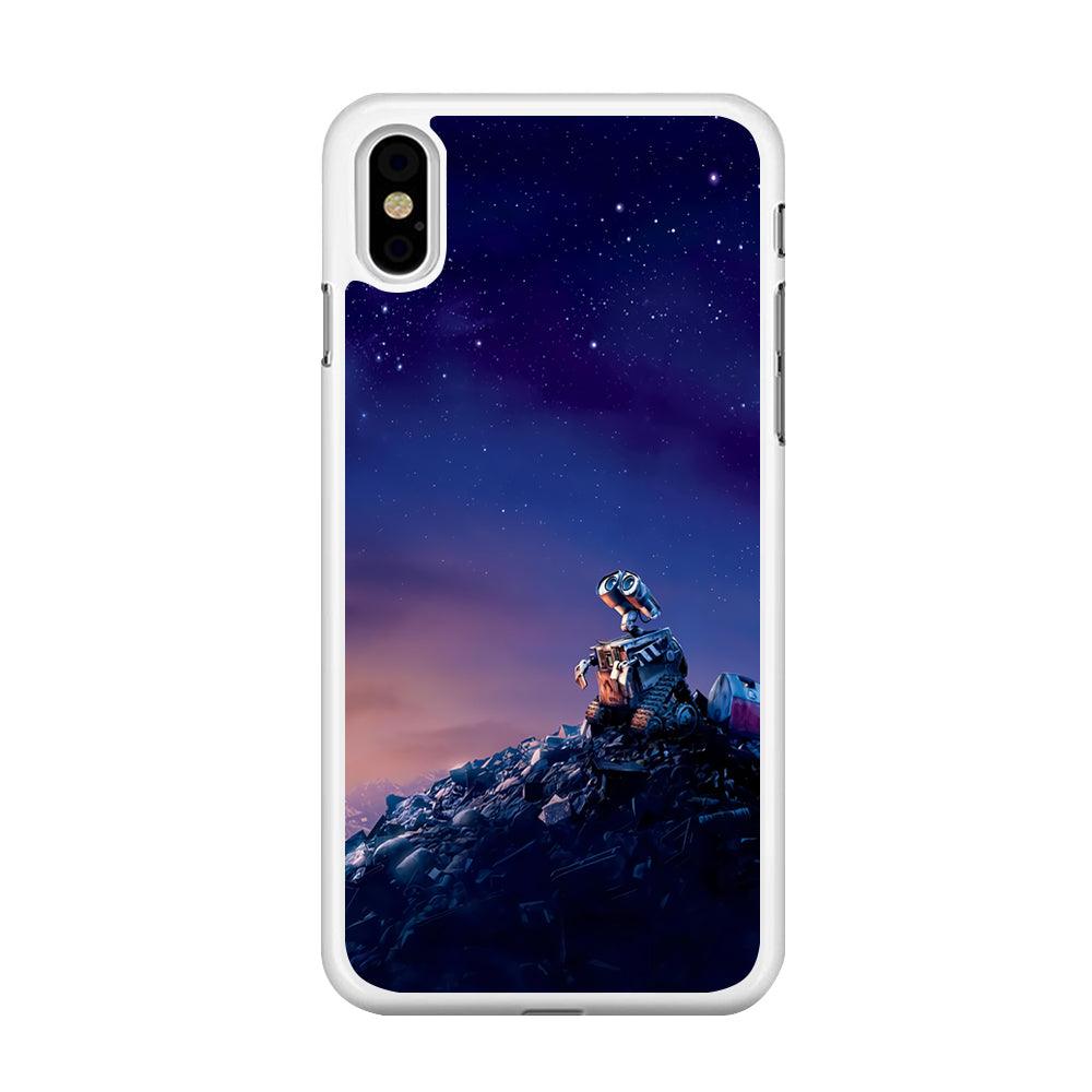 Wall-e Looks Up at The Sky iPhone Xs Case-Rubber / White (2D Case)-Xtracase