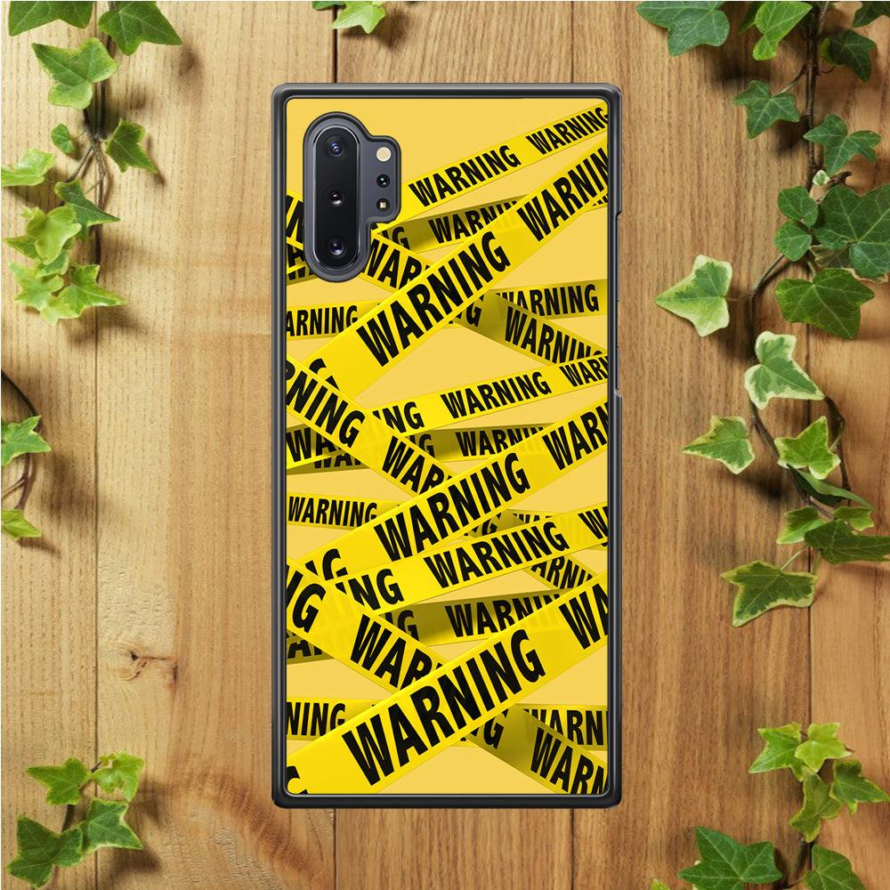 Warning Line Yellow Samsung Galaxy Note 10 Plus Case-Rubber / White (2D Case)-Xtracase