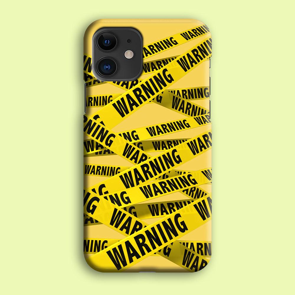 Warning Line Yellow iPhone 12 Mini Case-Plastic / Full Wrap (3D Case)-Xtracase