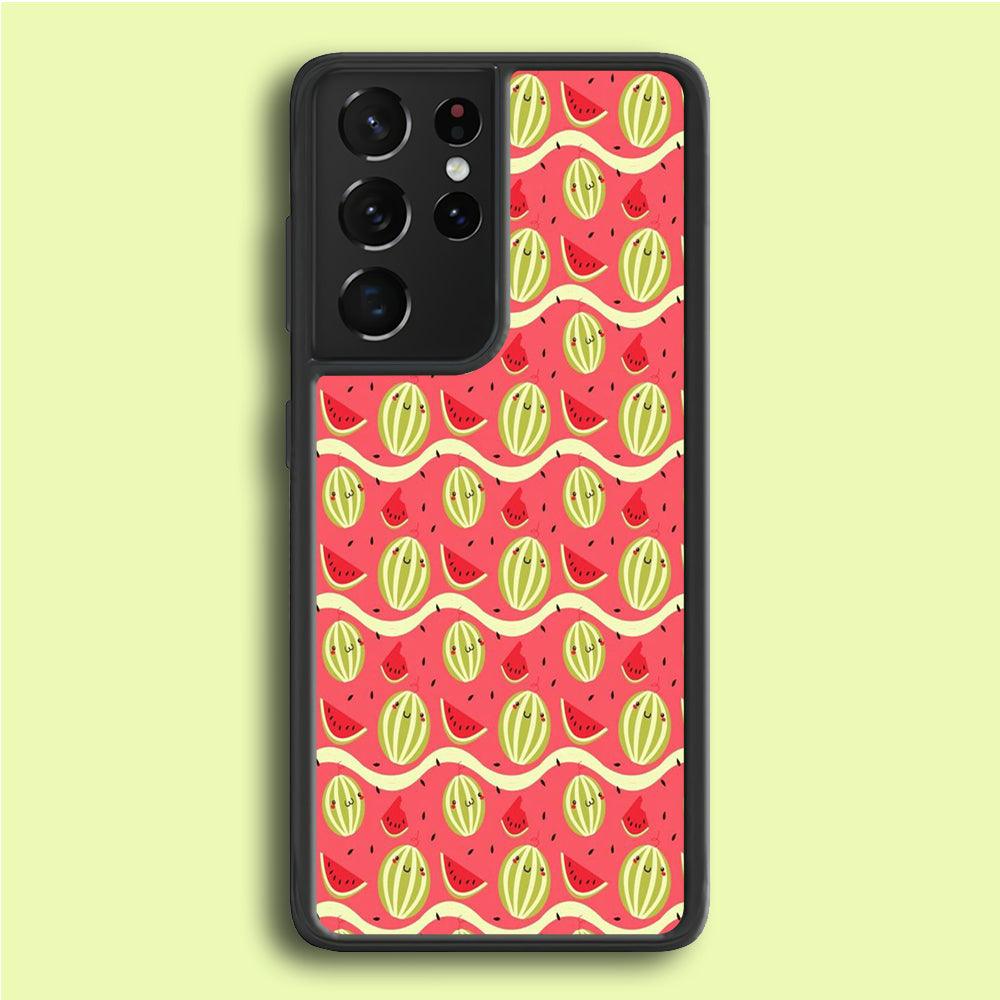 Watermelon Pattern Red Samsung Galaxy S25 Ultra Case-Rubber / White (2D Case)-Xtracase