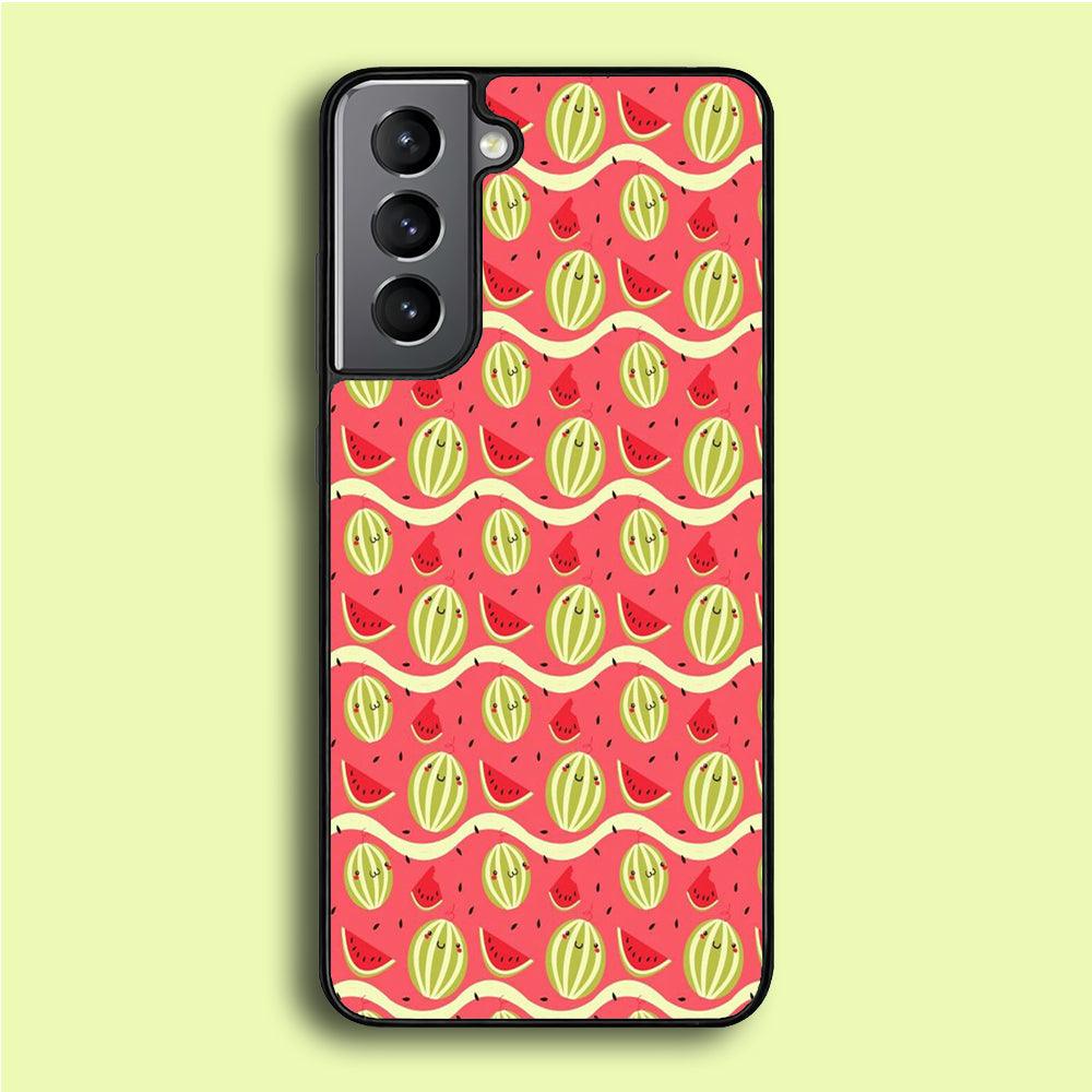 Watermelon Pattern Red Samsung Galaxy S21 Plus Case-Rubber / Black (2D Case)-Xtracase