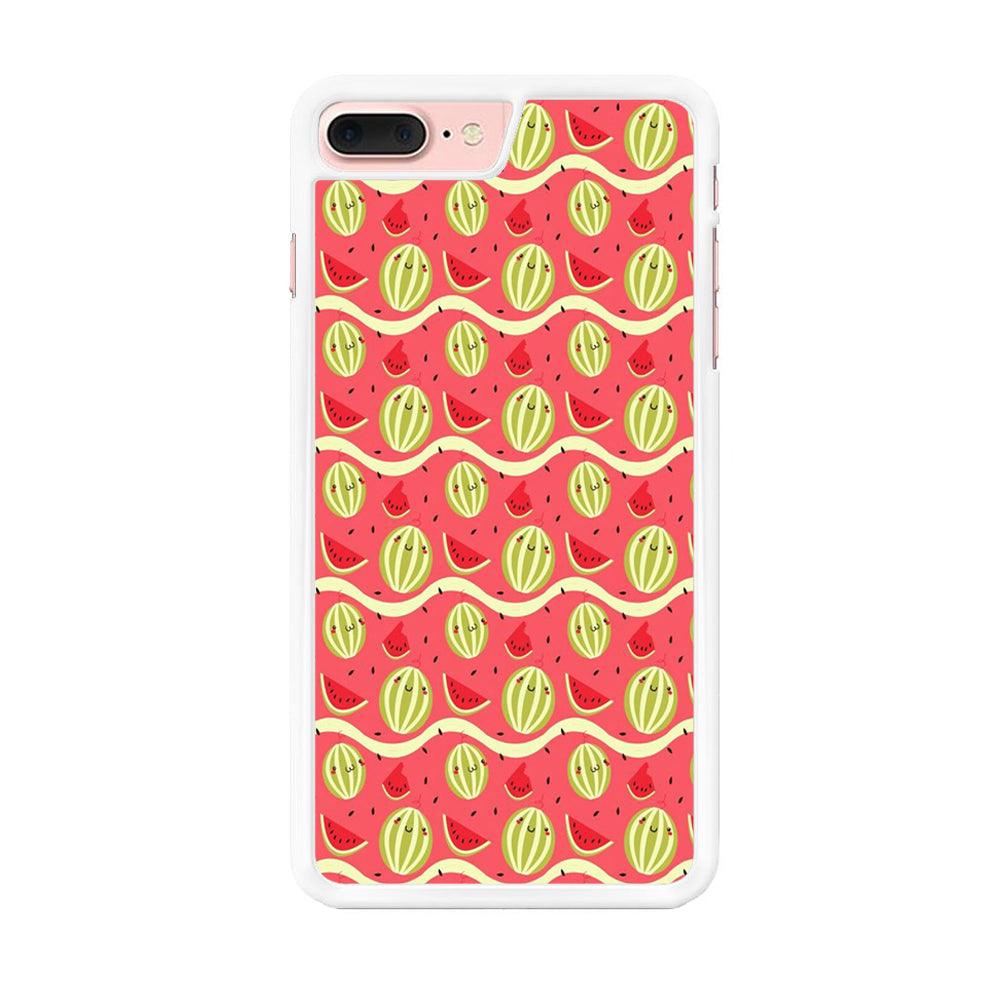 Watermelon Pattern Red iPhone 7 Plus Case-Rubber / White (2D Case)-Xtracase