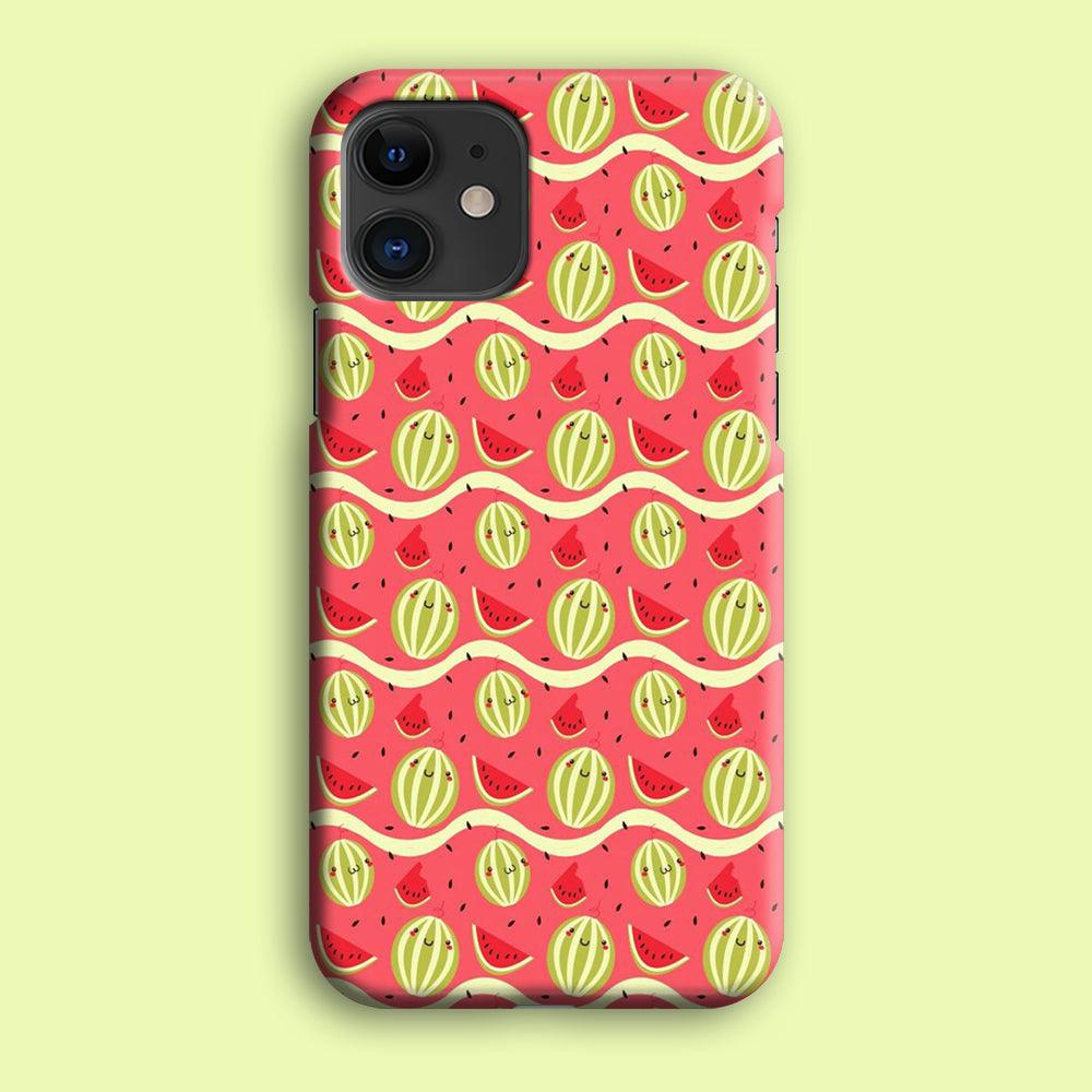 Watermelon Pattern Red iPhone 12 Case-Plastic / Full Wrap (3D Case)-Xtracase