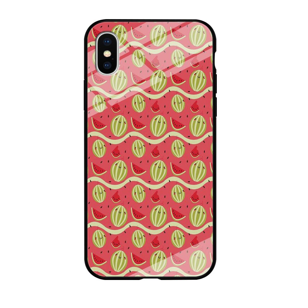 Watermelon Pattern Red iPhone Xs Case-Tempered Glass Case-Xtracase