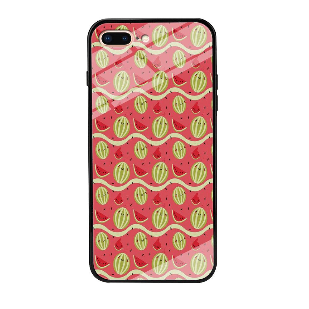 Watermelon Pattern Red iPhone 8 Plus Case-Tempered Glass Case-Xtracase