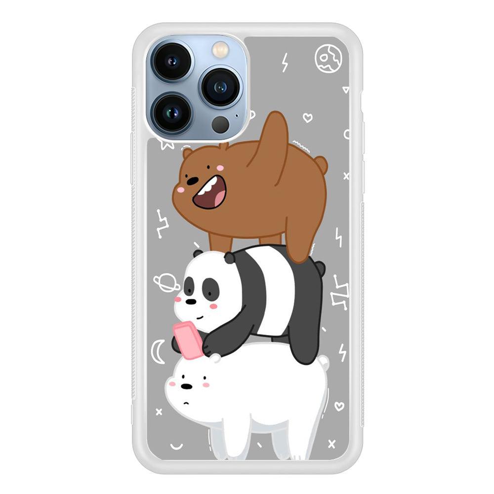 We Bare Bear Overlap iPhone 13 Pro Case-Rubber / White (2D Case)-Xtracase