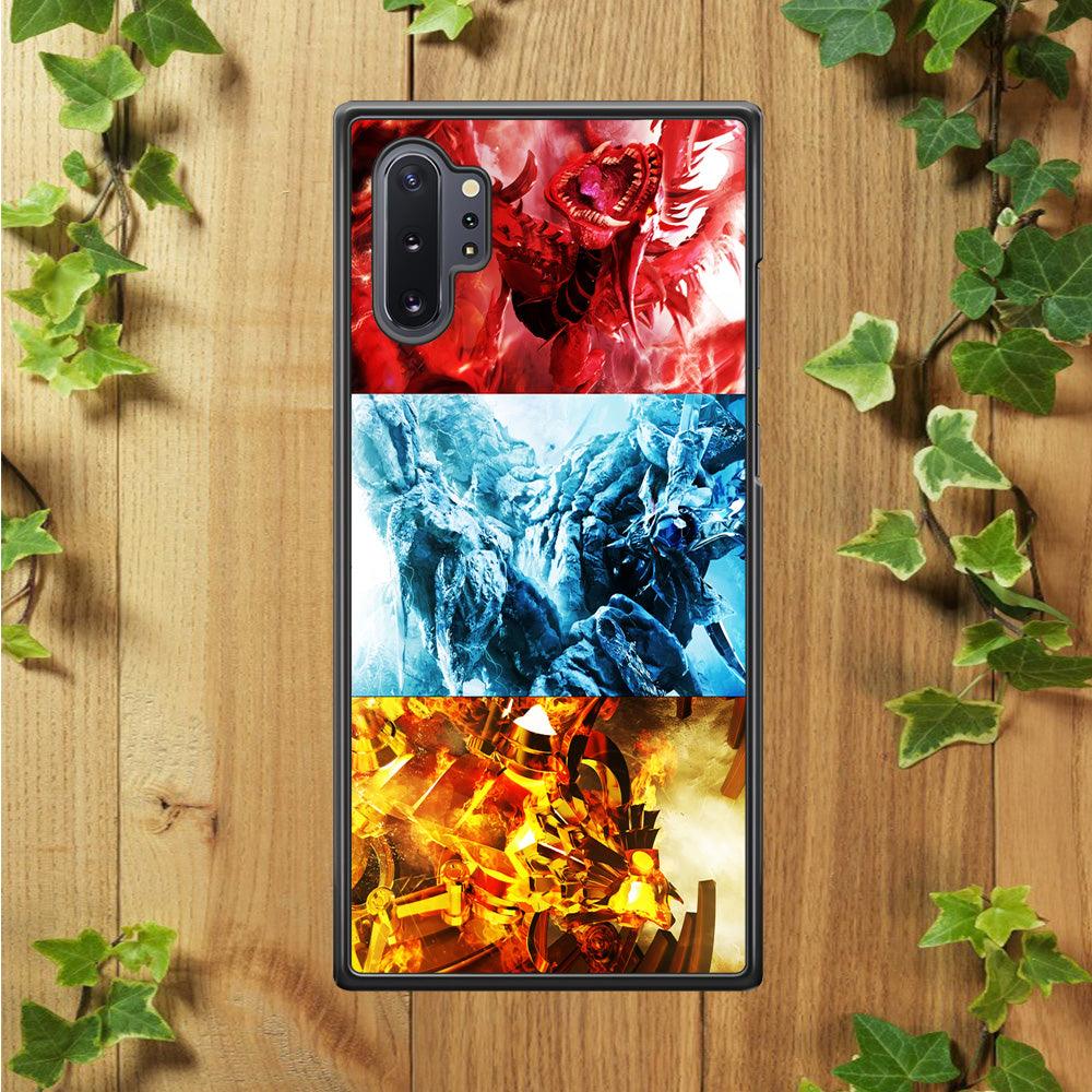 Yu-Gi-Oh 3 Egyptian Gods Samsung Galaxy Note 10 Plus Case-Rubber / Black (2D Case)-Xtracase