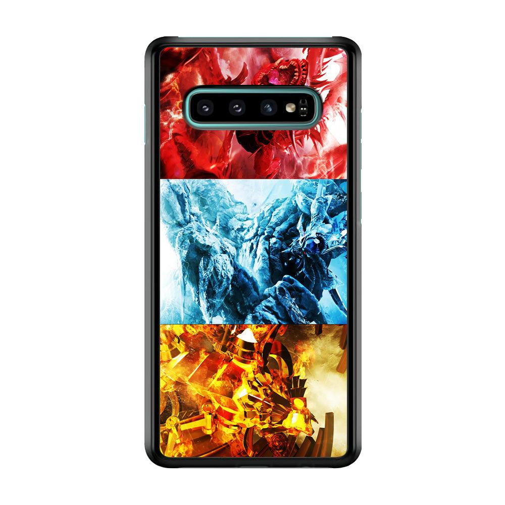 Yu-Gi-Oh 3 Egyptian Gods Samsung Galaxy S10 Case-Rubber / White (2D Case)-Xtracase