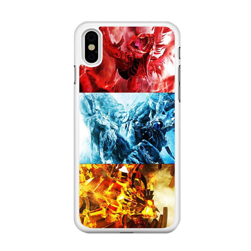 Yu-Gi-Oh 3 Egyptian Gods iPhone Xs Case-Rubber / White (2D Case)-Xtracase