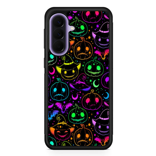 Halloween Pumpkins and Flying Bats Samsung Galaxy A57 Case | Slim Samsung Galaxy A57 Rubber Case