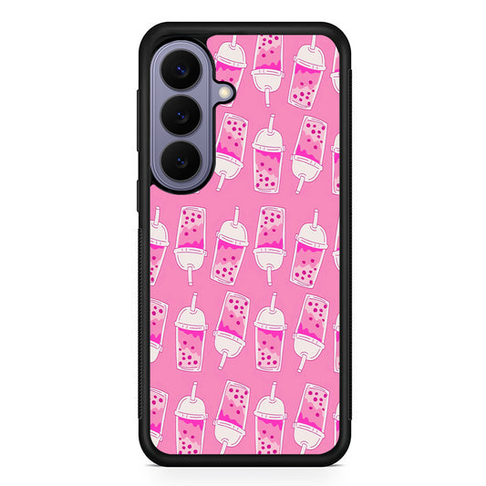 Bubble Tea Pink Pattern Samsung Galaxy S26 Case | Durable Rubber Case for Samsung Galaxy S26