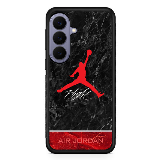 Air Jordan Flight Black Marble Samsung Galaxy S26 Case | Slim Protective Rubber Case for Samsung S26