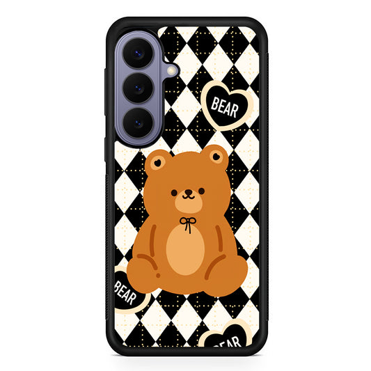 Bear and Black Flanel Samsung Galaxy S26 Case | Durable Rubber Case for Samsung Galaxy S26