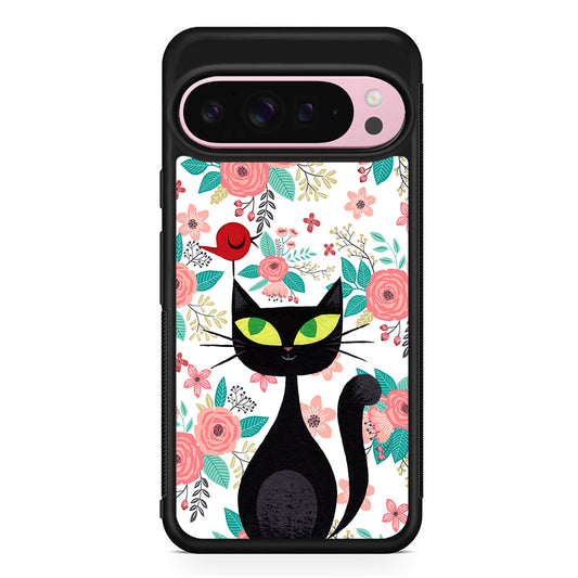 Cat Flower and Bird Google Pixel 9 Pro XL Case | Protective Cover