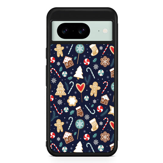 Christmas Ornaments Pattern Navy Google Pixel 8 Case | Durable Protective Cover for Google Pixel 8