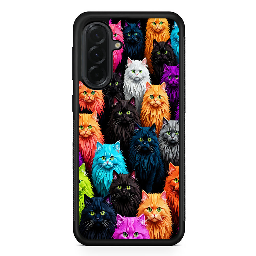 A Group of Colorful Cats Samsung Galaxy A36 Case | Protective Rubber Cover