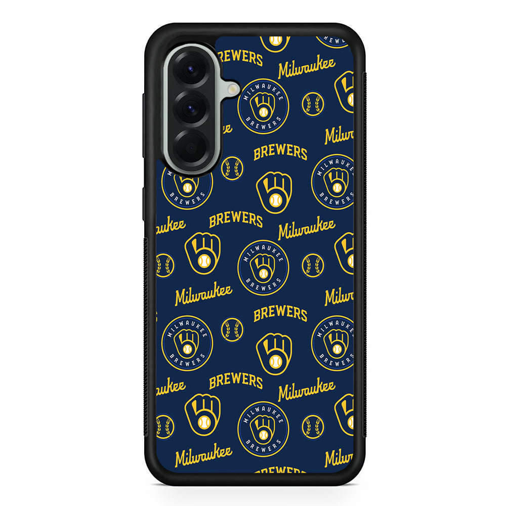 MLB Milwaukee Brewers Pattern Samsung Galaxy A56 Case | Samsung Galaxy A56 Protective Rubber Case
