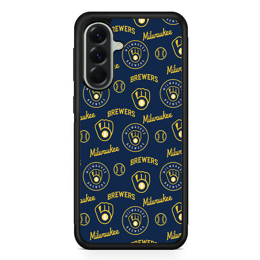 MLB Milwaukee Brewers Pattern Samsung Galaxy A56 Case | Samsung Galaxy A56 Protective Rubber Case