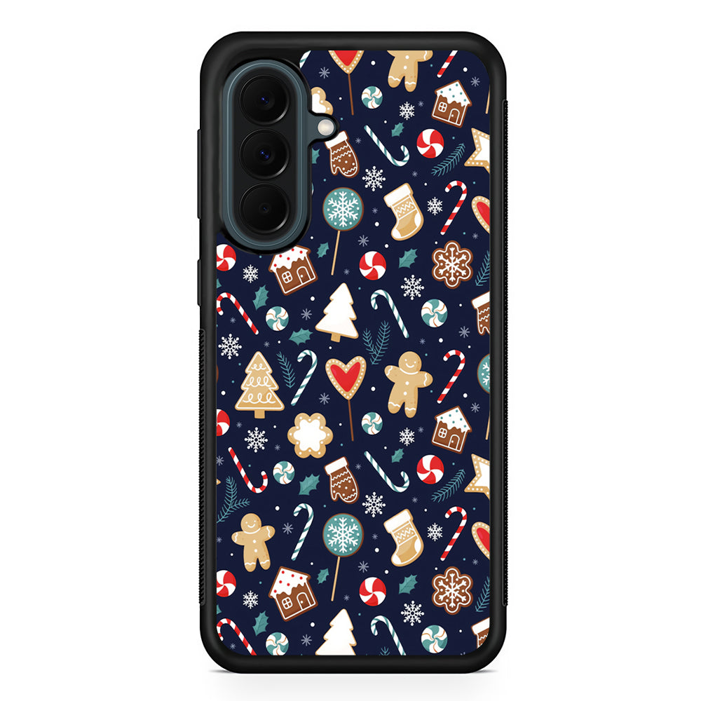 Christmas Ornaments Pattern Navy Samsung Galaxy A37 Case | Samsung Galaxy A37 Rubber Phone Case