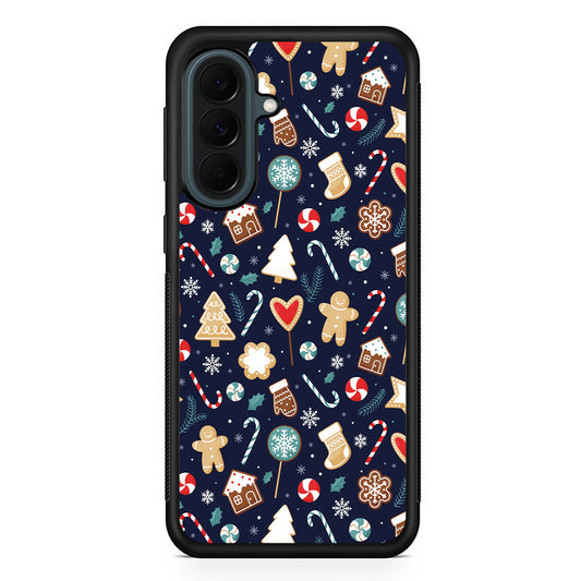 Christmas Ornaments Pattern Navy Samsung Galaxy A37 Case | Samsung Galaxy A37 Rubber Phone Case