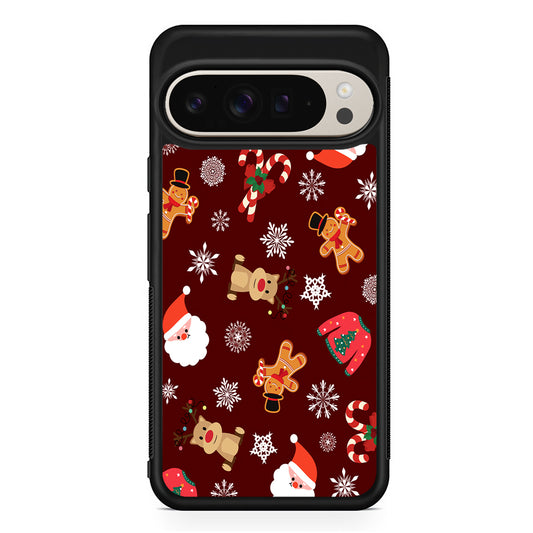 Christmas Ornaments Pattern Maroon Google Pixel 9 Pro Case | Slim Protective Cover