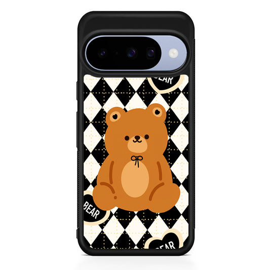 Bear and Black Flanel Google Pixel 10 Case | Google Pixel 10 Rubber Protective Case