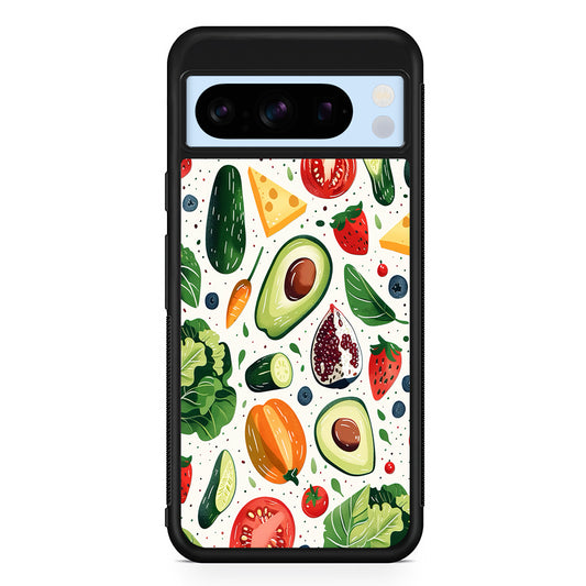 Collection of Fruits and Vegetables Google Pixel 8 Pro Case | Slim Rubber Case for Google Pixel 8 Pro