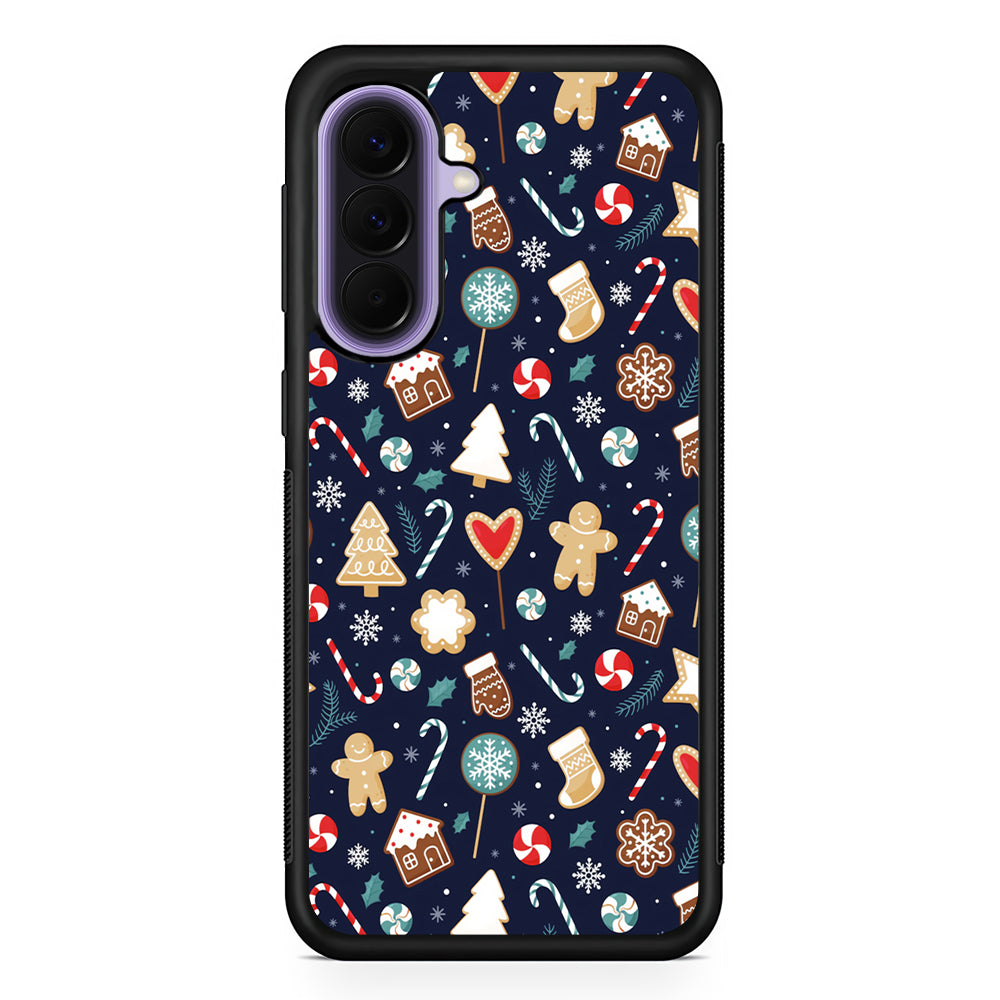 Christmas Ornaments Pattern Navy Samsung Galaxy A57 Case | Slim Samsung Galaxy A57 Rubber Case