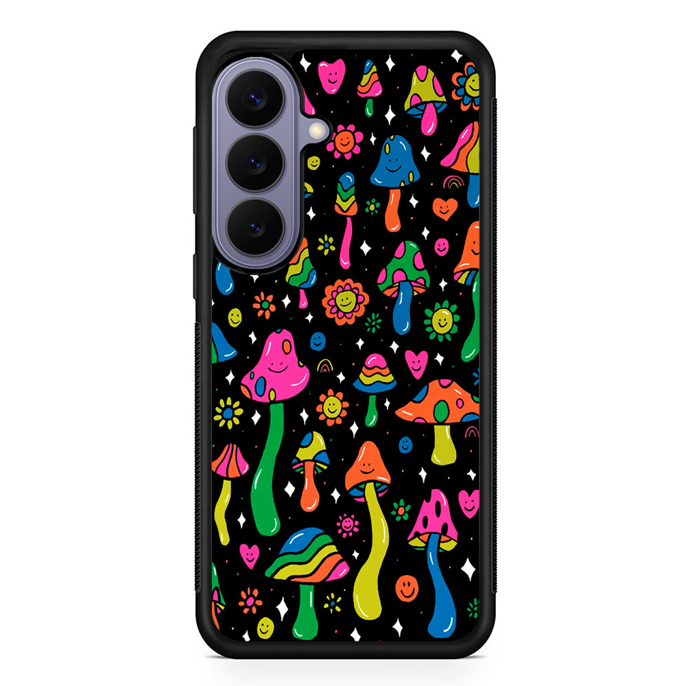 Various Mushrooms Smile Colorful Samsung Galaxy S26 Case | Durable Rubber Case for Samsung Galaxy S26