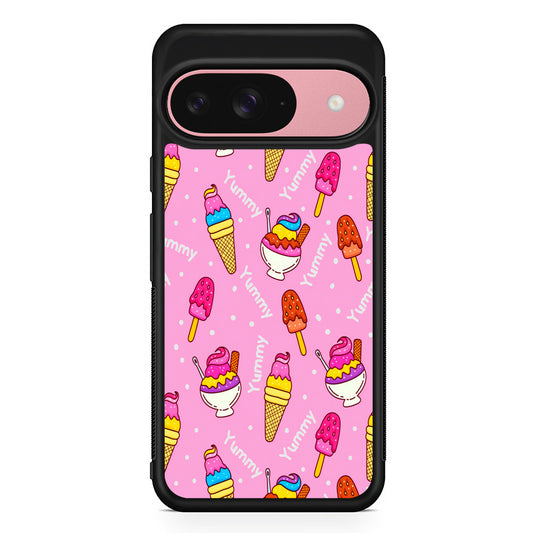 Ice Cream Doodle Yummy Google Pixel 9 Case | Google Pixel 9 Protective Rubber Case