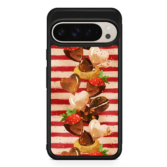Strawberry in Chocolate and Cookie Google Pixel 9 Pro Case | Slim Protective Cover
