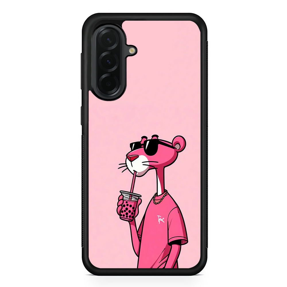 Pink Panther Drinks Bubble Tea Samsung Galaxy A36 Case | Protective Rubber Cover