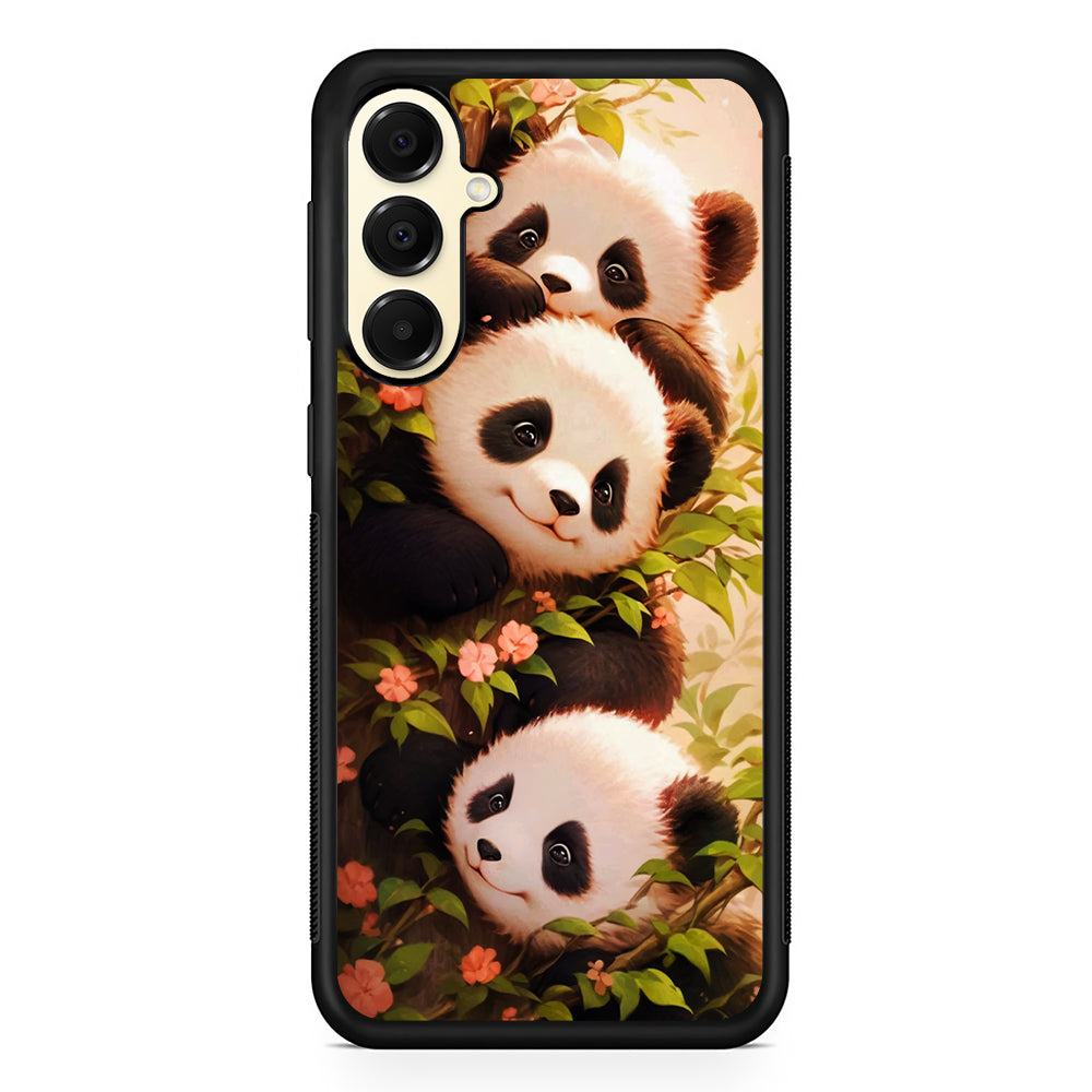 Three Cute Pandas Hiding Samsung Galaxy A16 Case | Slim Rubber Samsung Galaxy A16 Case