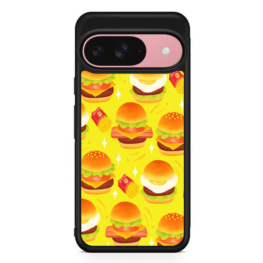 Fast Food Snack Burger Google Pixel 9 Case | Google Pixel 9 Protective Rubber Case