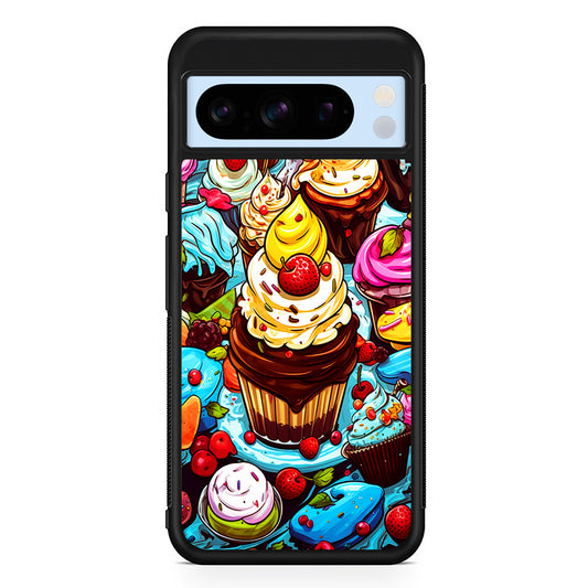 Sweet Desserts Food Doodle Google Pixel 8 Pro Case | Slim Rubber Case for Google Pixel 8 Pro