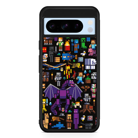 Minicraft All Characters Google Pixel 8 Pro Case | Slim Rubber Case for Google Pixel 8 Pro