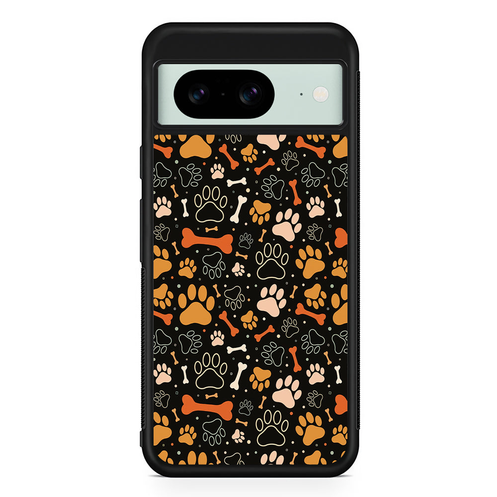 Dog Footprints and Bones Google Pixel 8 Case | Durable Protective Cover for Google Pixel 8