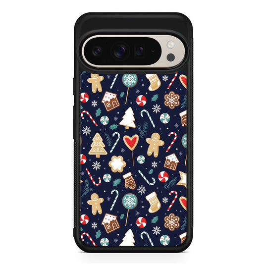 Christmas Ornaments Pattern Navy Google Pixel 9 Pro Case | Slim Protective Cover