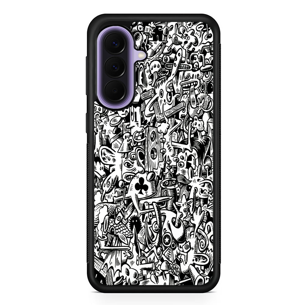 Graffiti Doodle Monokrom Samsung Galaxy A57 Case | Slim Samsung Galaxy A57 Rubber Case