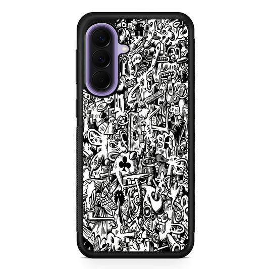 Graffiti Doodle Monokrom Samsung Galaxy A57 Case | Slim Samsung Galaxy A57 Rubber Case