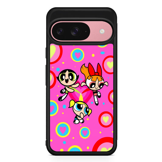 The Powerpuff Girls Love Pattern Google Pixel 9 Case | Google Pixel 9 Protective Rubber Case
