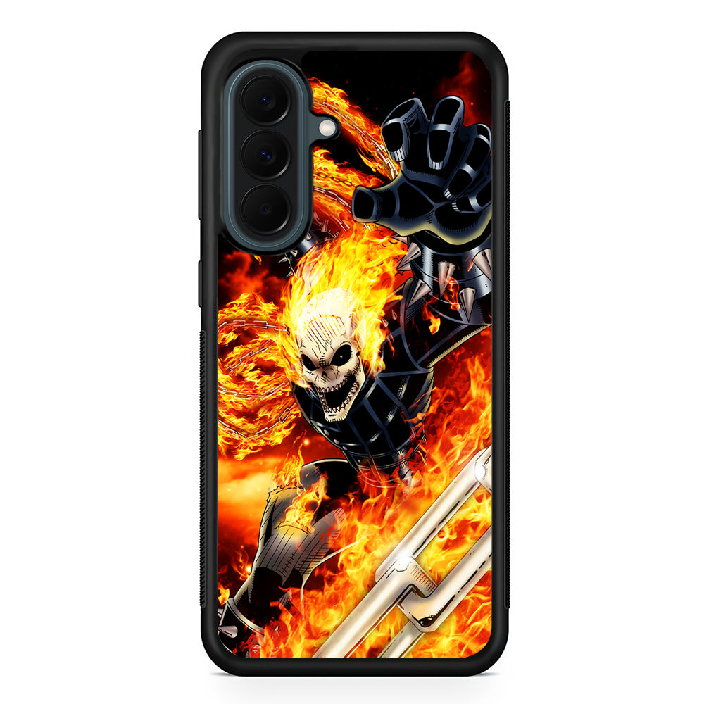 Ghost Rider on Fire Samsung Galaxy A37 Case | Samsung Galaxy A37 Rubber Phone Case