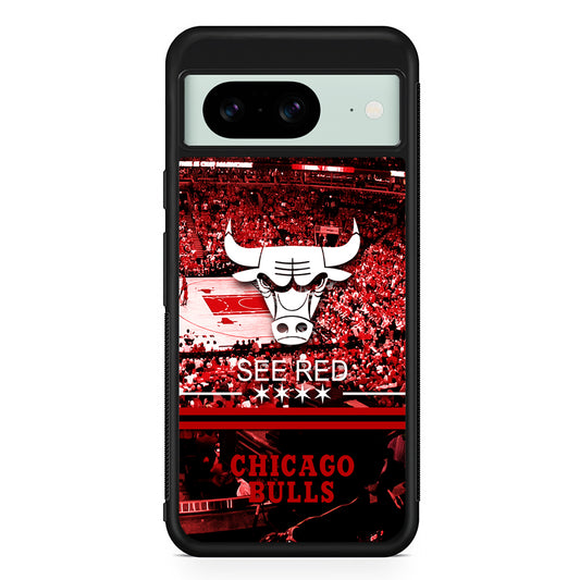 NBA Chicago Bulls See Red Google Pixel 8 Case | Durable Protective Cover for Google Pixel 8
