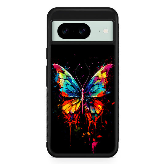Colorful Butterfly Painting on Black Google Pixel 8 Case | Durable Protective Cover for Google Pixel 8
