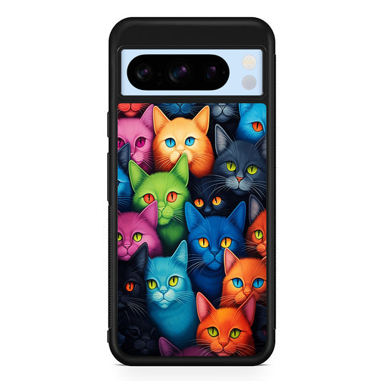 Collection of Colorful Cats Google Pixel 8 Pro Case | Slim Rubber Case for Google Pixel 8 Pro