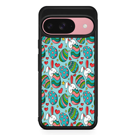 Easter Eggs and Rabbits Pattern Google Pixel 9 Case | Google Pixel 9 Protective Rubber Case