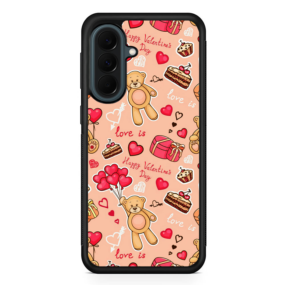 Valentine’s Day with Teddy Bears Samsung Galaxy A37 Case | Samsung Galaxy A37 Rubber Phone Case