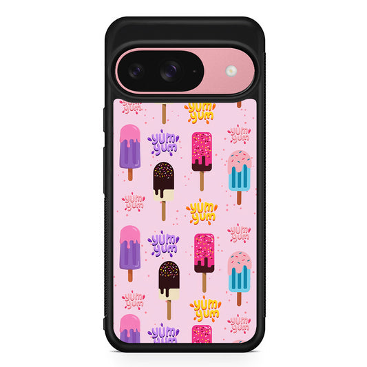 Pink Colourful Cute Ice Cream Google Pixel 9 Case | Google Pixel 9 Protective Rubber Case